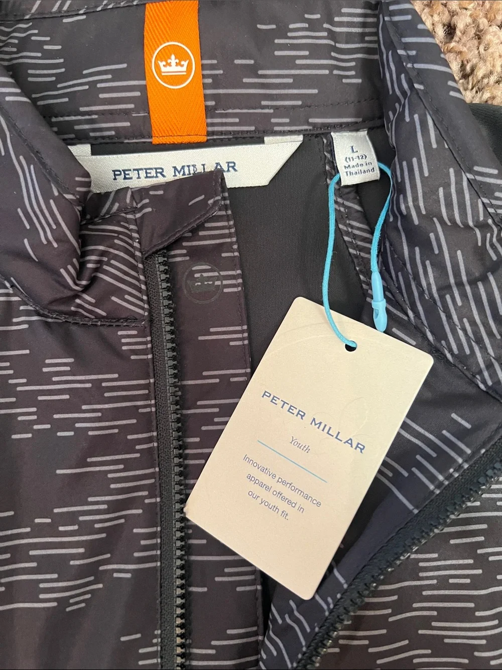 Boy’s Black Patterned Full-Zip Jacket